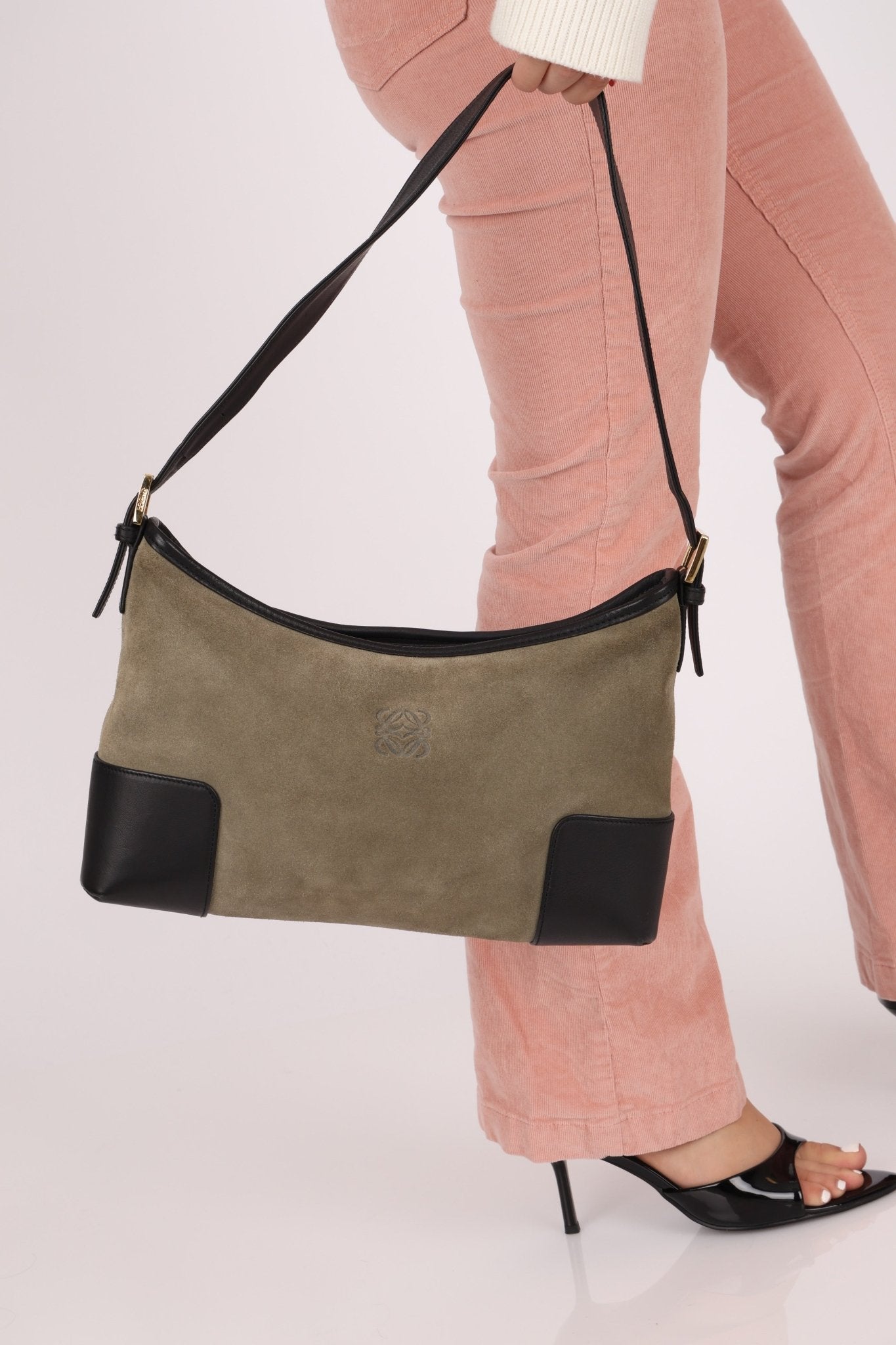 Loewe Suede Anagram Shoulder Bag - FashioNica