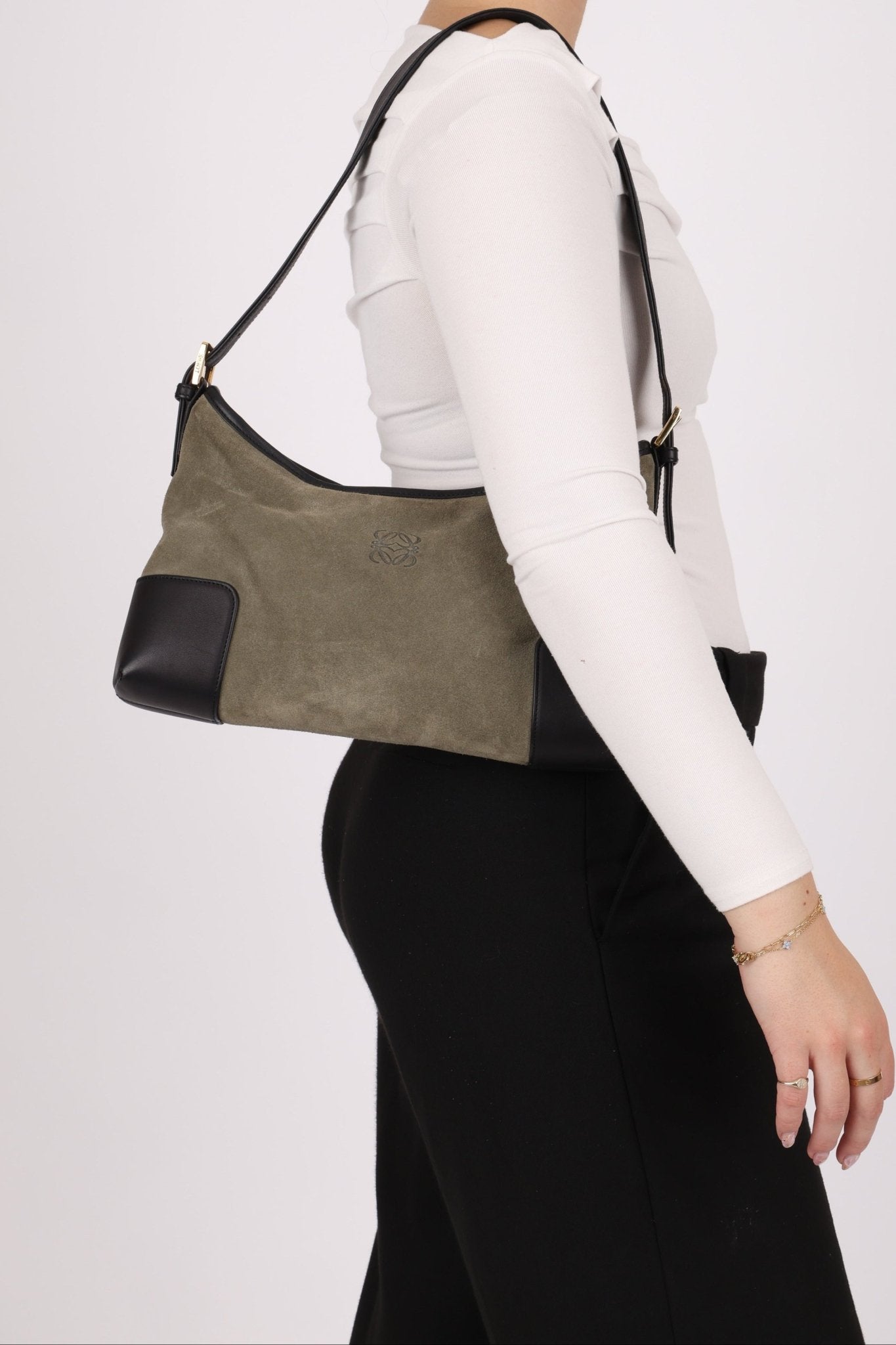 Loewe Suede Anagram Shoulder Bag - FashioNica