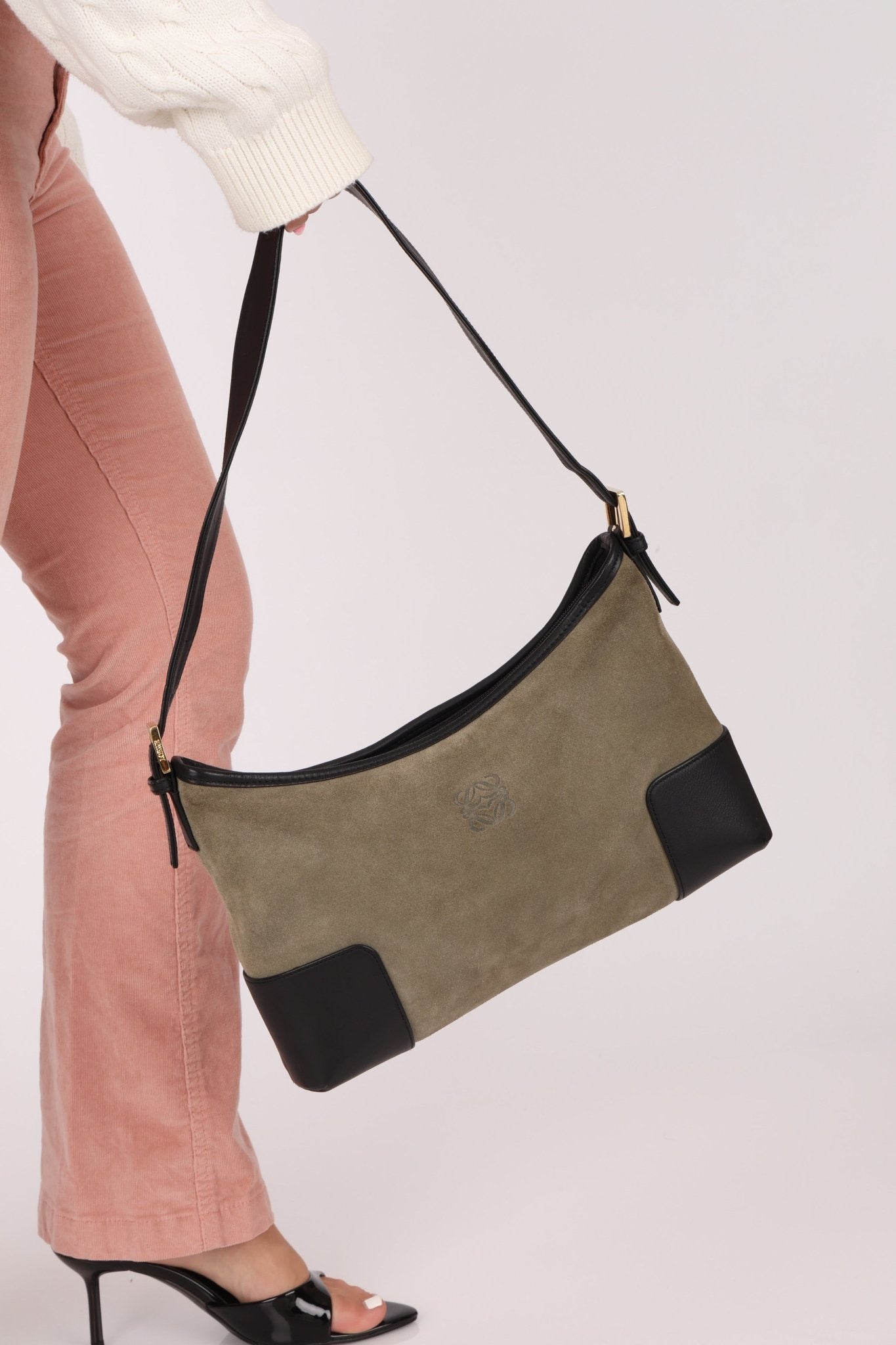 Loewe Suede Anagram Shoulder Bag - FashioNica