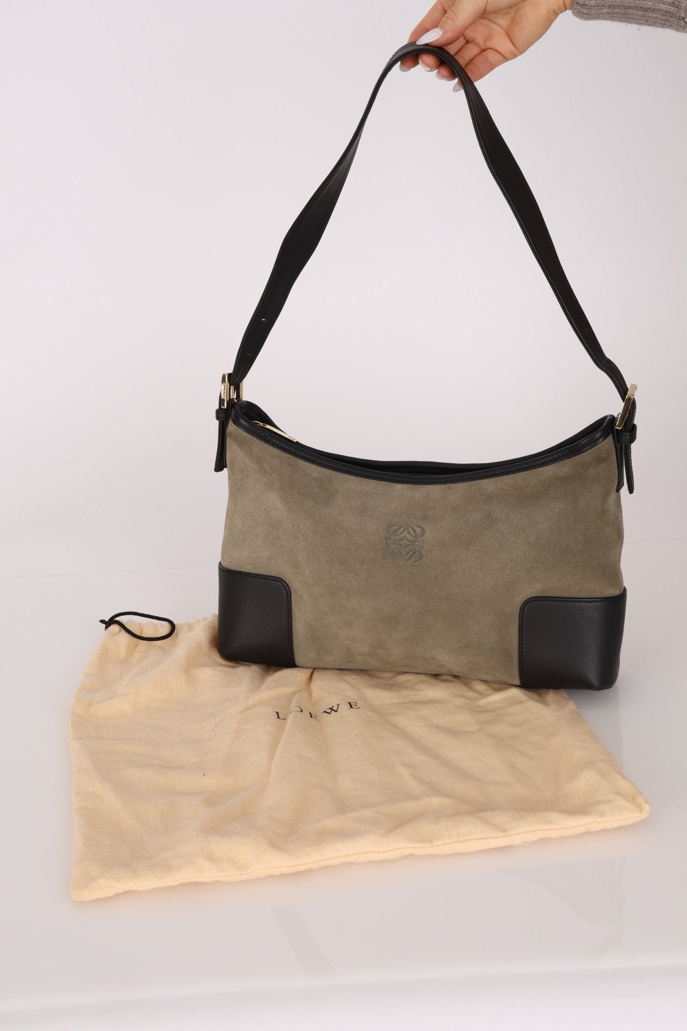 Loewe Suede Anagram Shoulder Bag - FashioNica