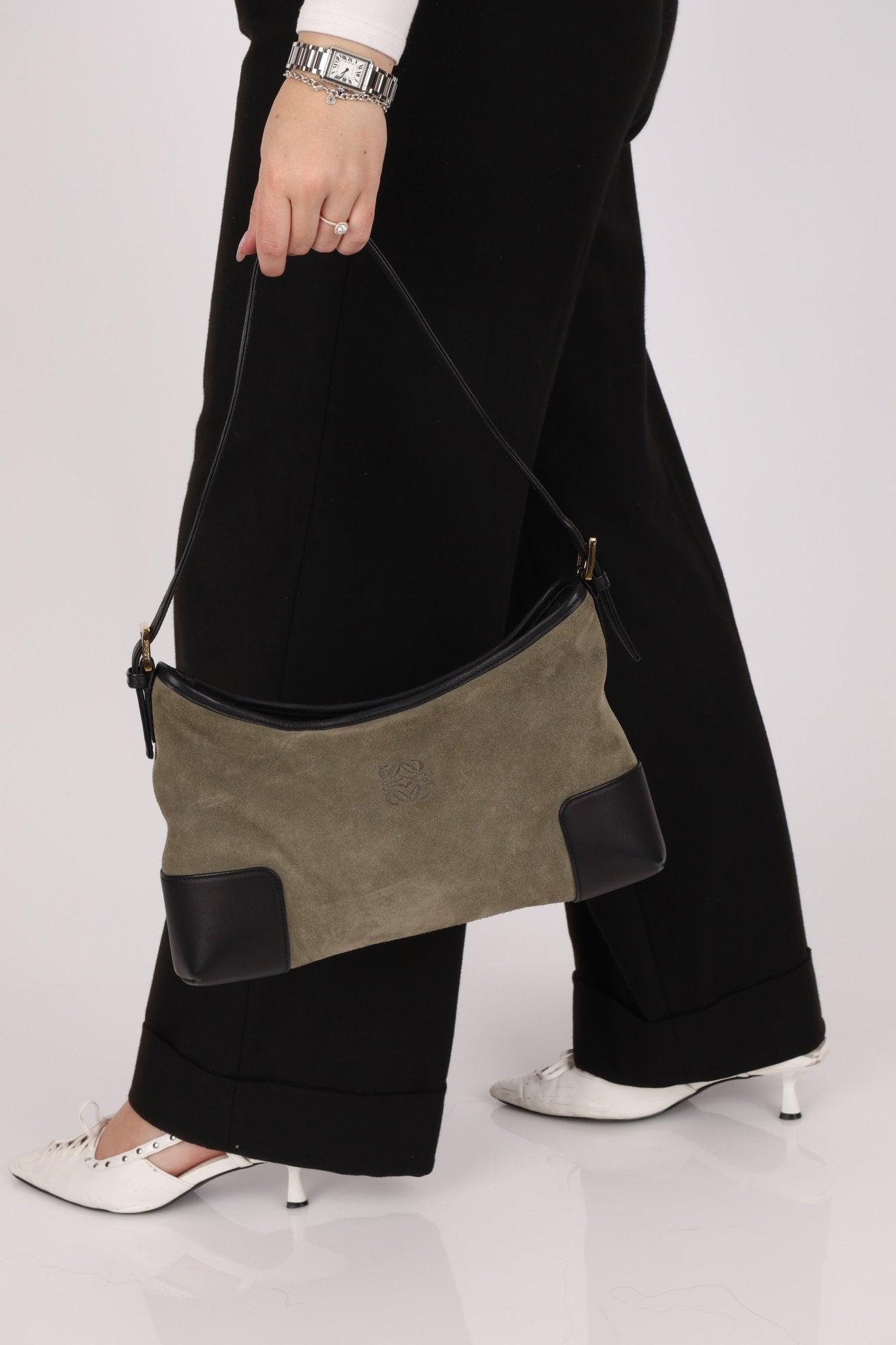 Loewe Suede Anagram Shoulder Bag - FashioNica