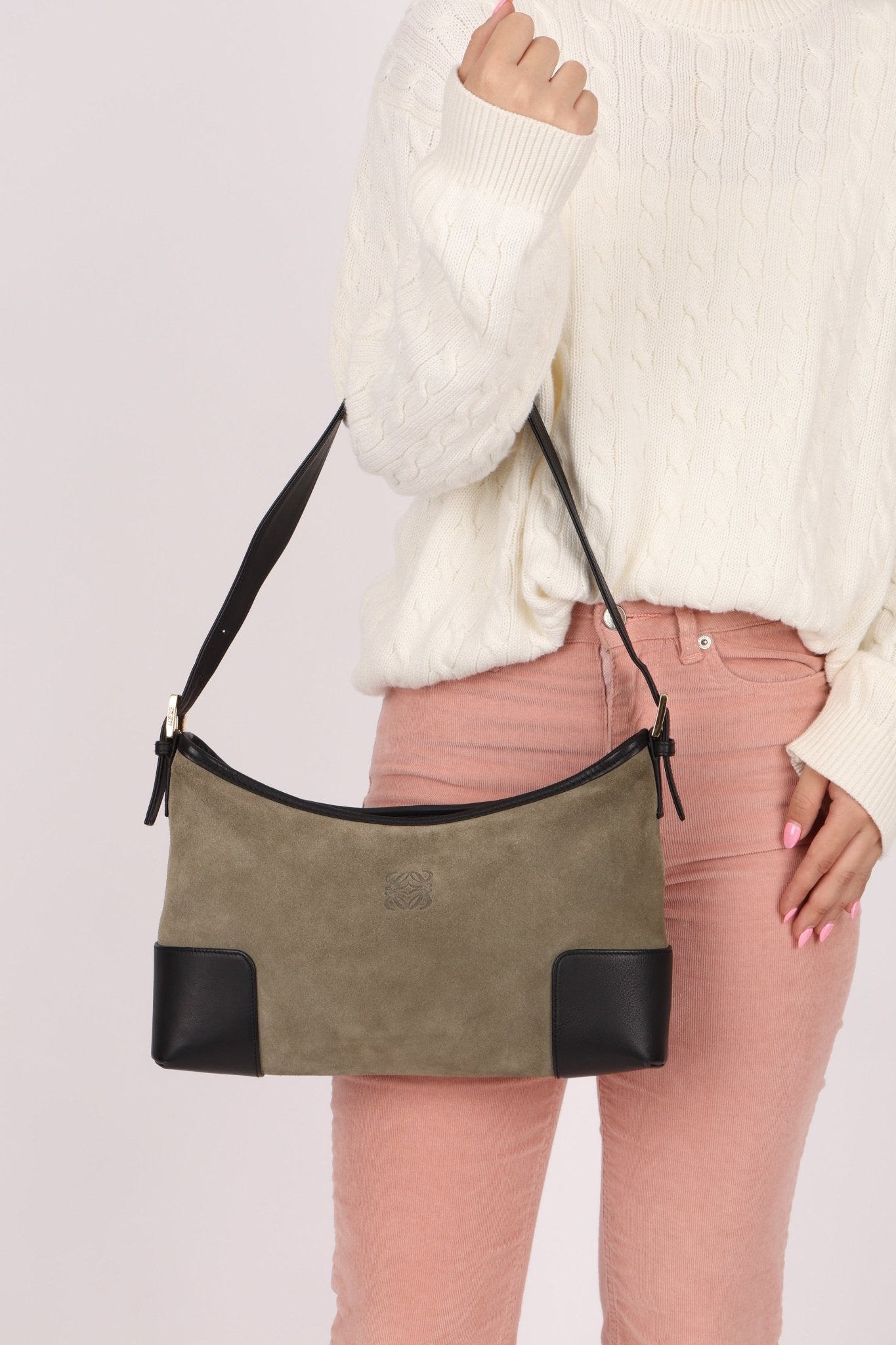 Loewe Suede Anagram Shoulder Bag - FashioNica