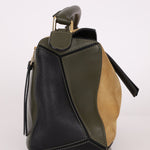 Loewe Suede & Olive Medium Puzzle Bag - FashioNica