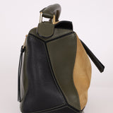 Loewe Suede & Olive Medium Puzzle Bag - FashioNica