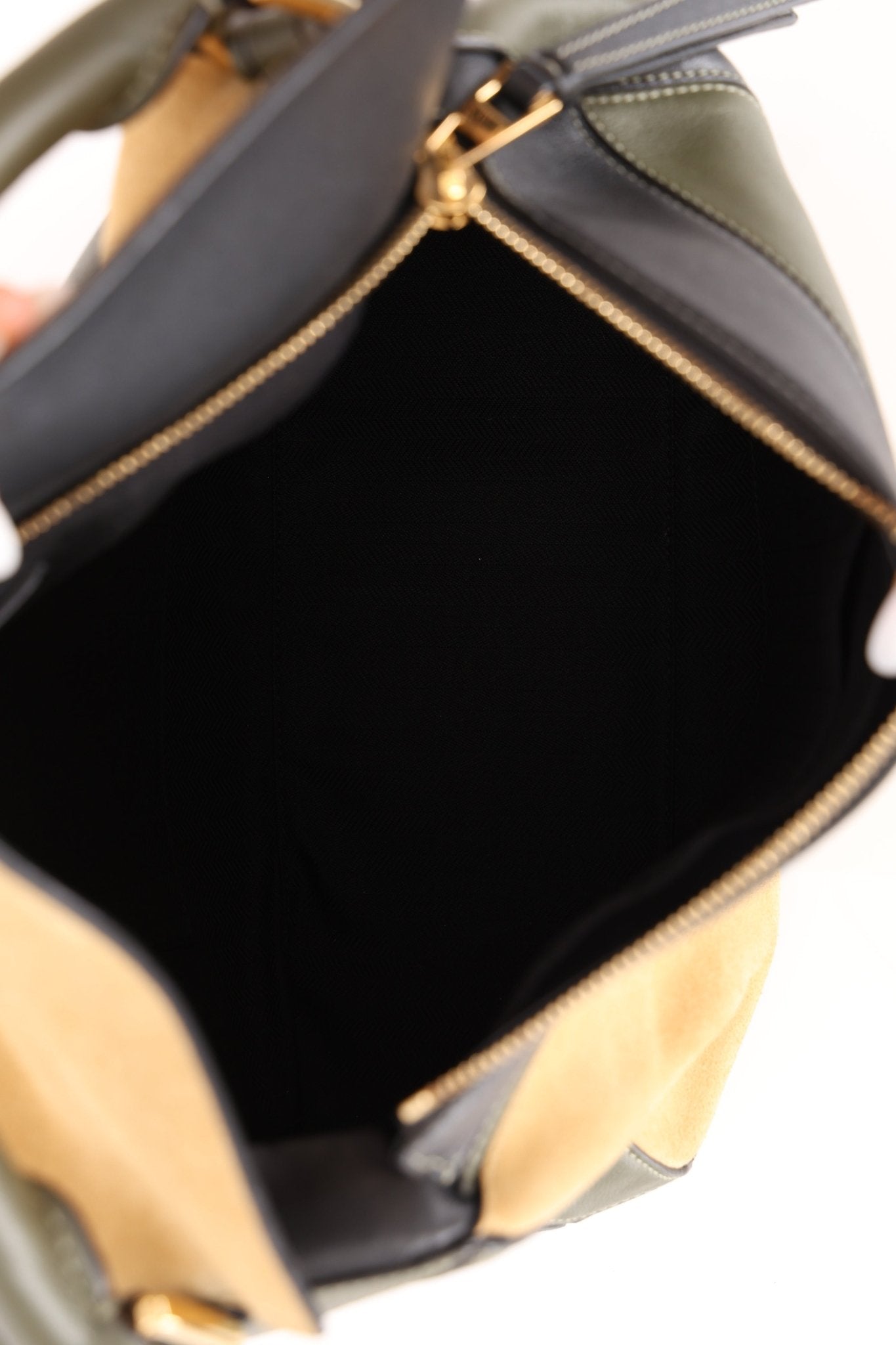 Loewe Suede & Olive Medium Puzzle Bag - FashioNica