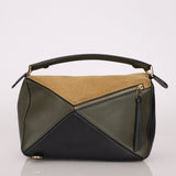 Loewe Suede & Olive Medium Puzzle Bag - FashioNica