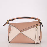 Loewe Suede Pink Bicolor Small Puzzle Bag - FashioNica