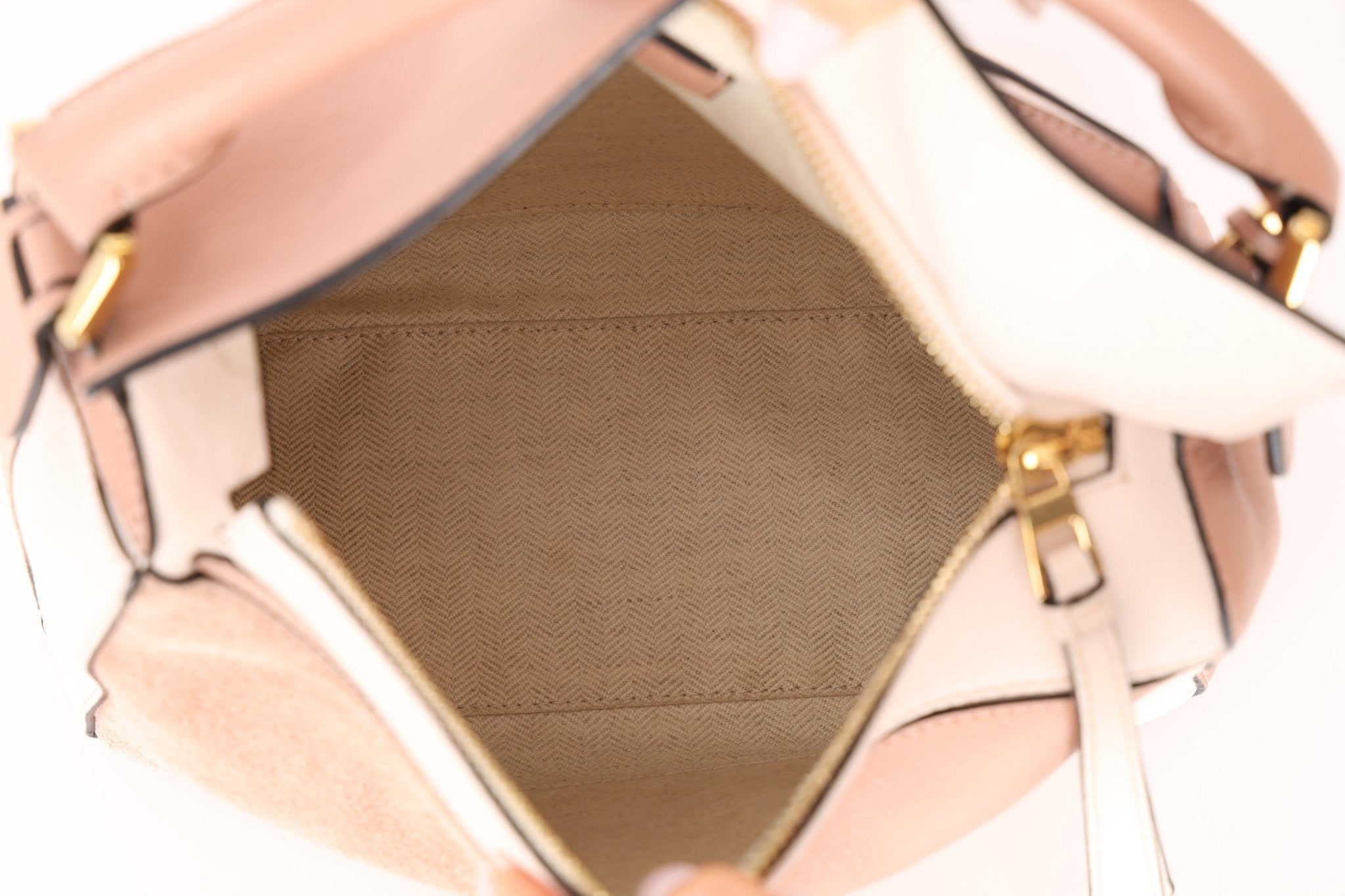 Loewe Suede Pink Bicolor Small Puzzle Bag - FashioNica