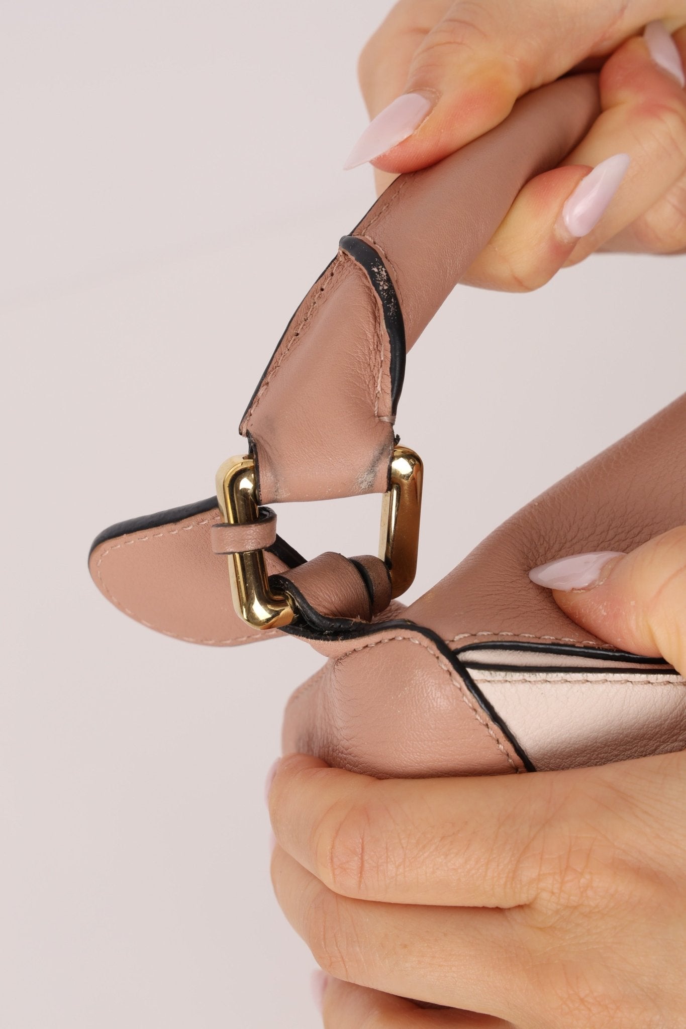 Loewe Suede Pink Bicolor Small Puzzle Bag - FashioNica