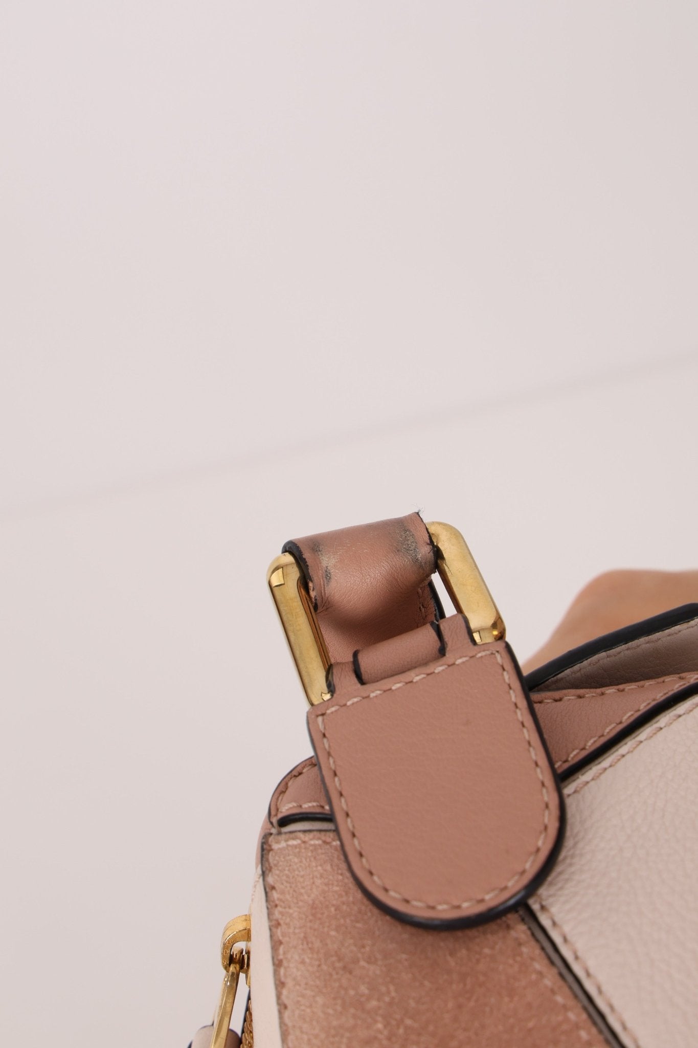 Loewe Suede Pink Bicolor Small Puzzle Bag - FashioNica