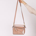 Loewe Suede Pink Bicolor Small Puzzle Bag - FashioNica