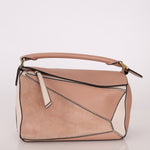 Loewe Suede Pink Bicolor Small Puzzle Bag - FashioNica