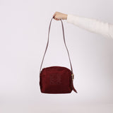 Loewe Suede Wine Red Anagram Crossbody - FashioNica