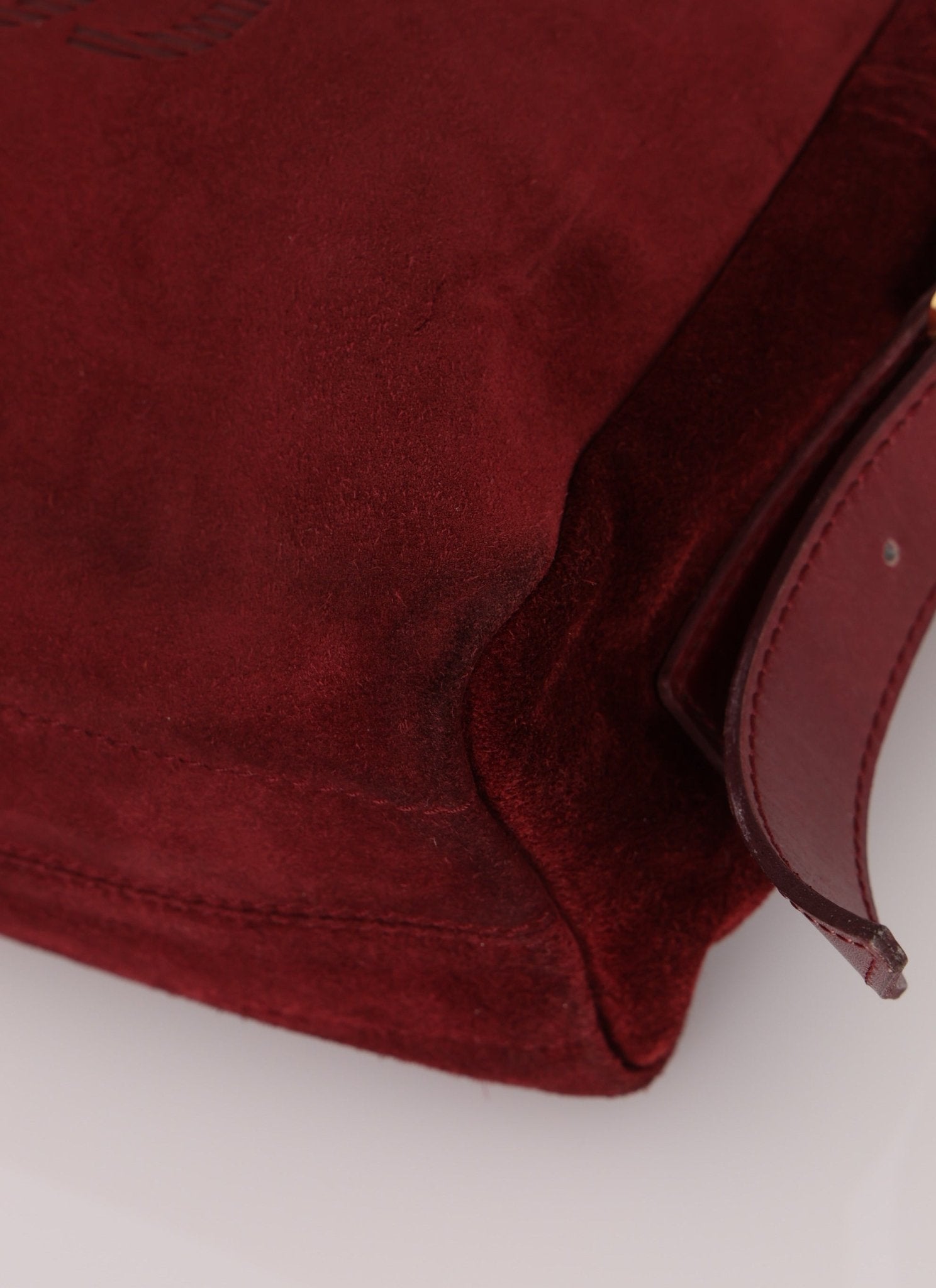 Loewe Suede Wine Red Anagram Crossbody - FashioNica