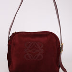 Loewe Suede Wine Red Anagram Crossbody - FashioNica