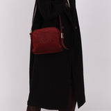 Loewe Suede Wine Red Anagram Crossbody - FashioNica