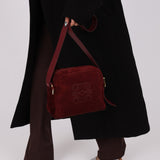 Loewe Suede Wine Red Anagram Crossbody - FashioNica