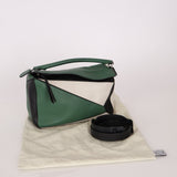 Loewe Tricolor Olive Medium Puzzle Bag - FashioNica