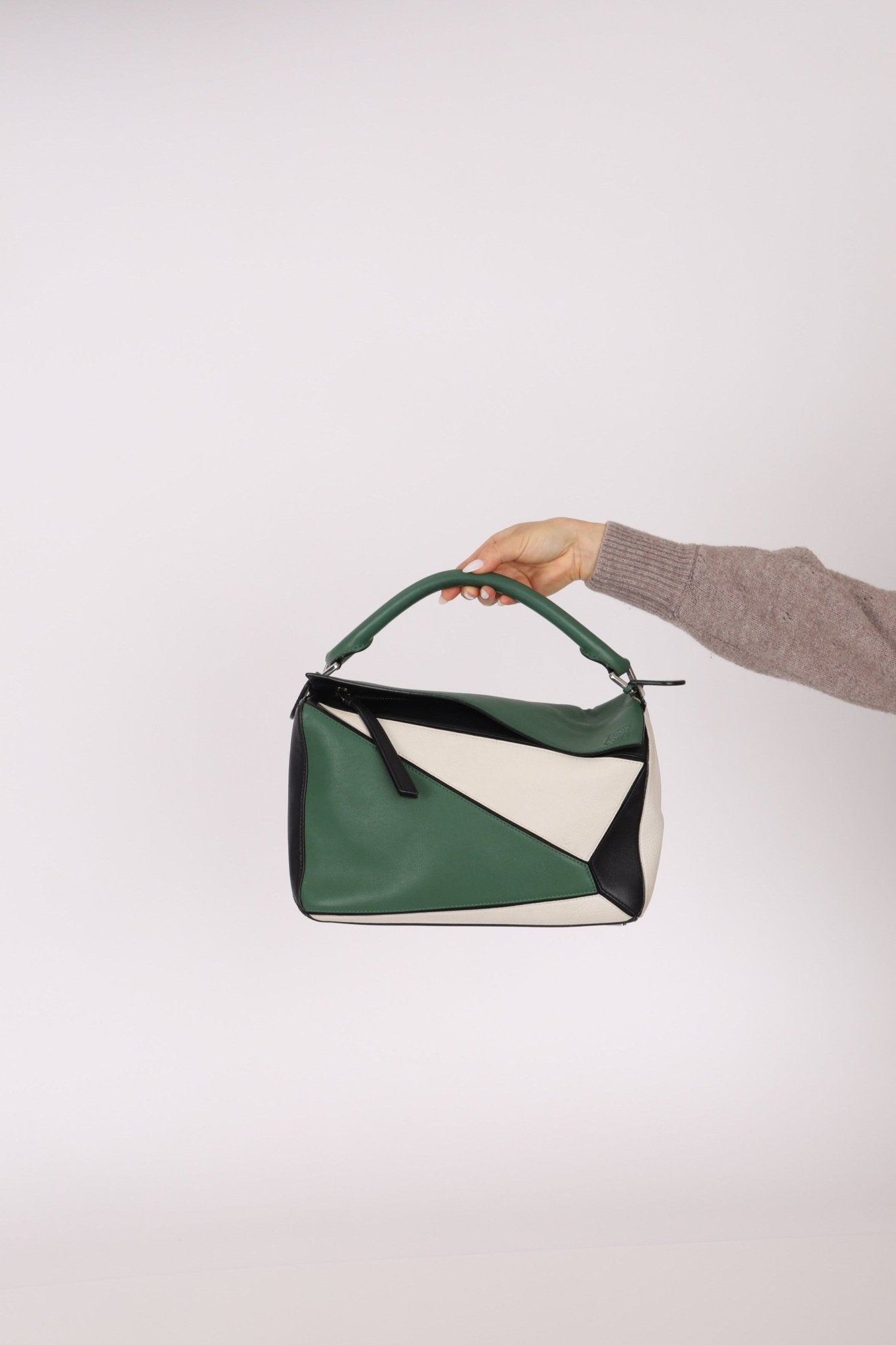 Loewe Tricolor Olive Medium Puzzle Bag - FashioNica