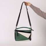 Loewe Tricolor Olive Medium Puzzle Bag - FashioNica