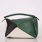 Loewe Tricolor Olive Medium Puzzle Bag - FashioNica