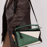 Loewe Tricolor Olive Medium Puzzle Bag - FashioNica