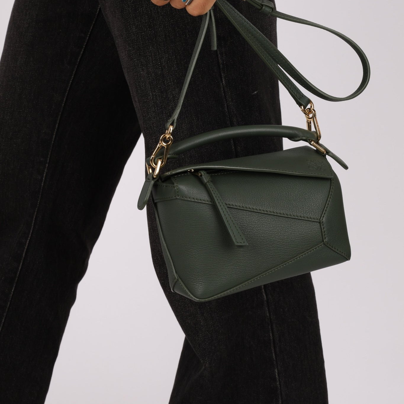 Loewe Vintage Khaki Mini Puzzle Edge Bag - FashioNica