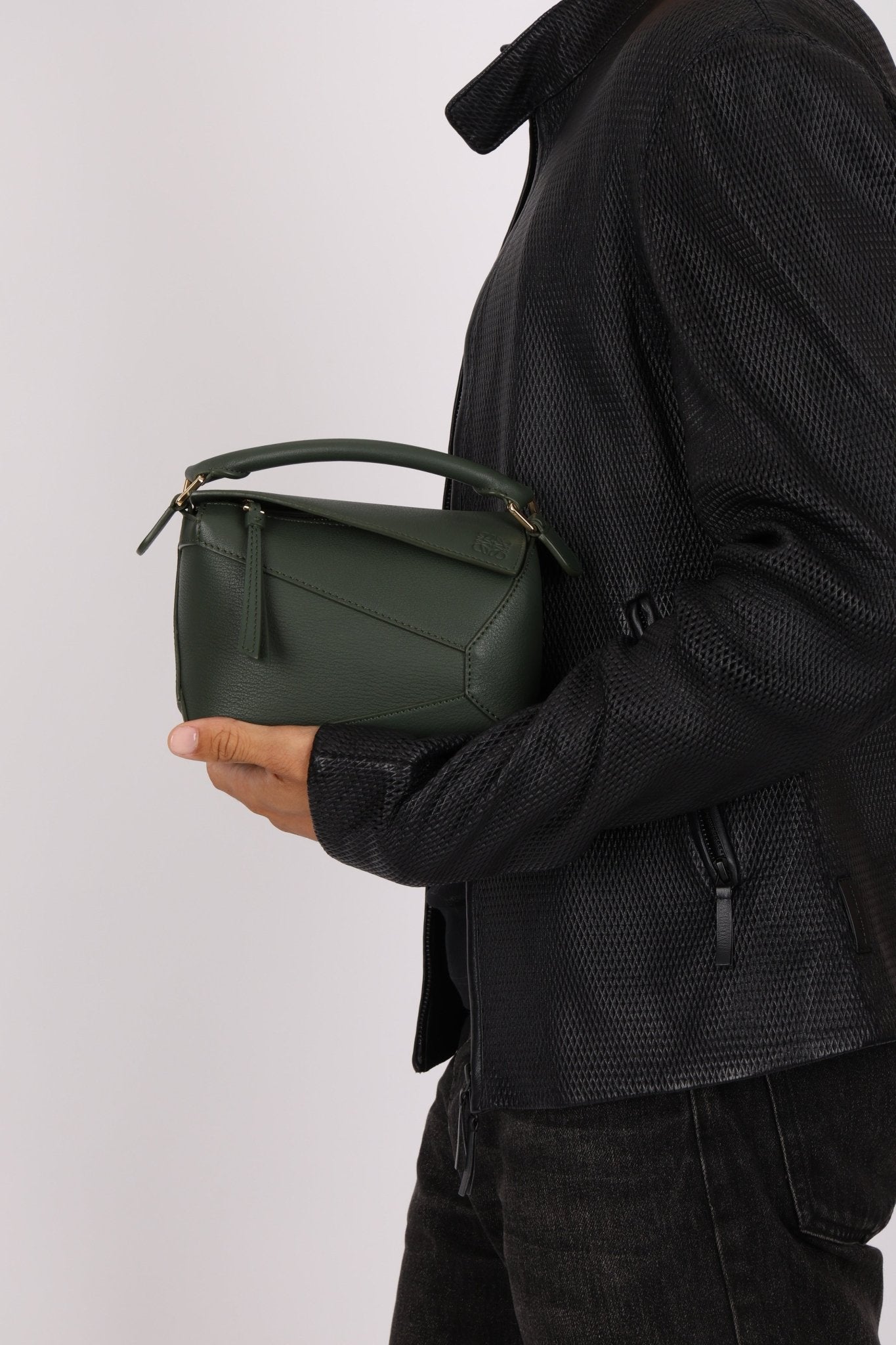 Loewe Vintage Khaki Mini Puzzle Edge Bag - FashioNica