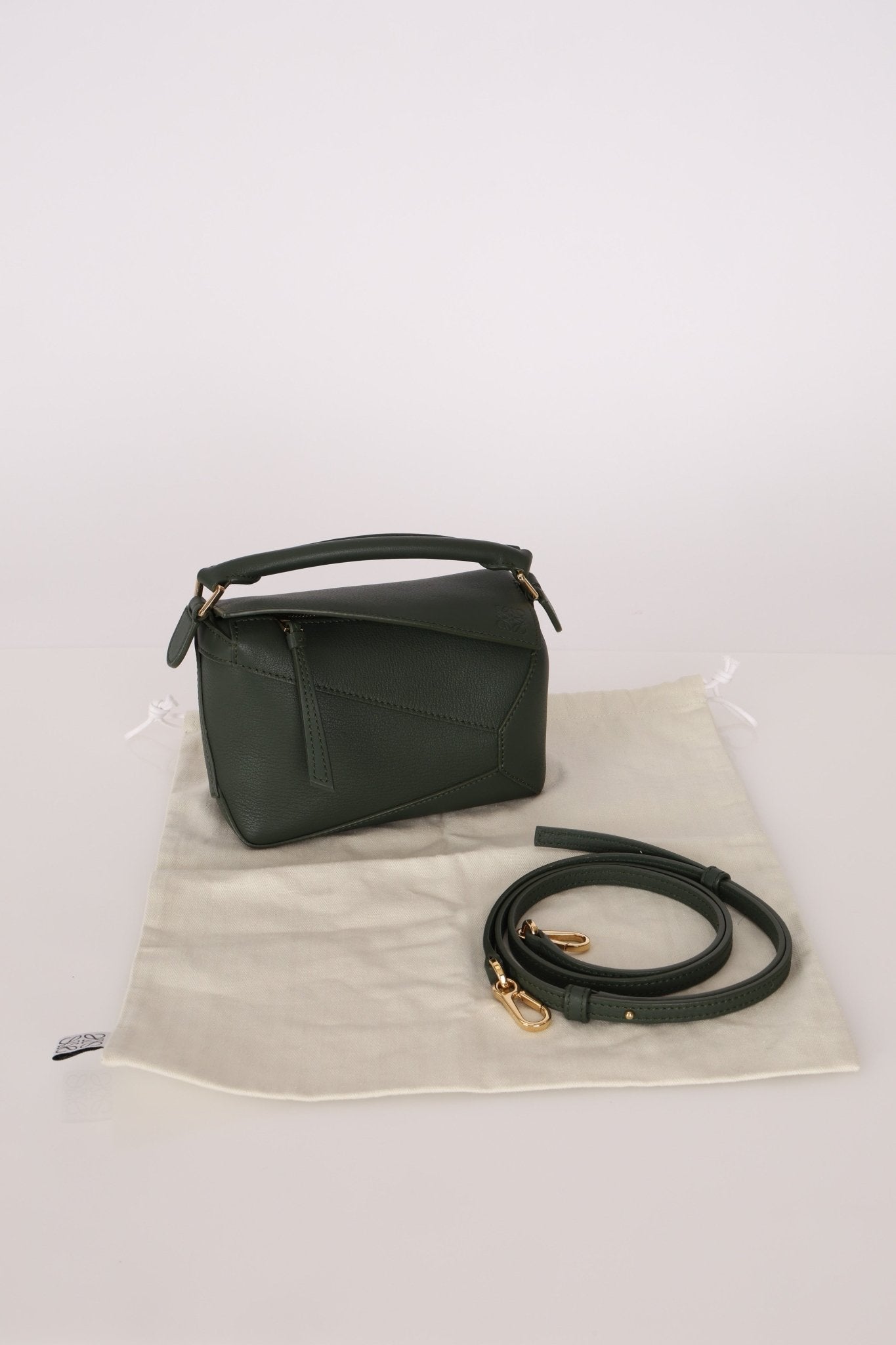 Loewe Vintage Khaki Mini Puzzle Edge Bag - FashioNica