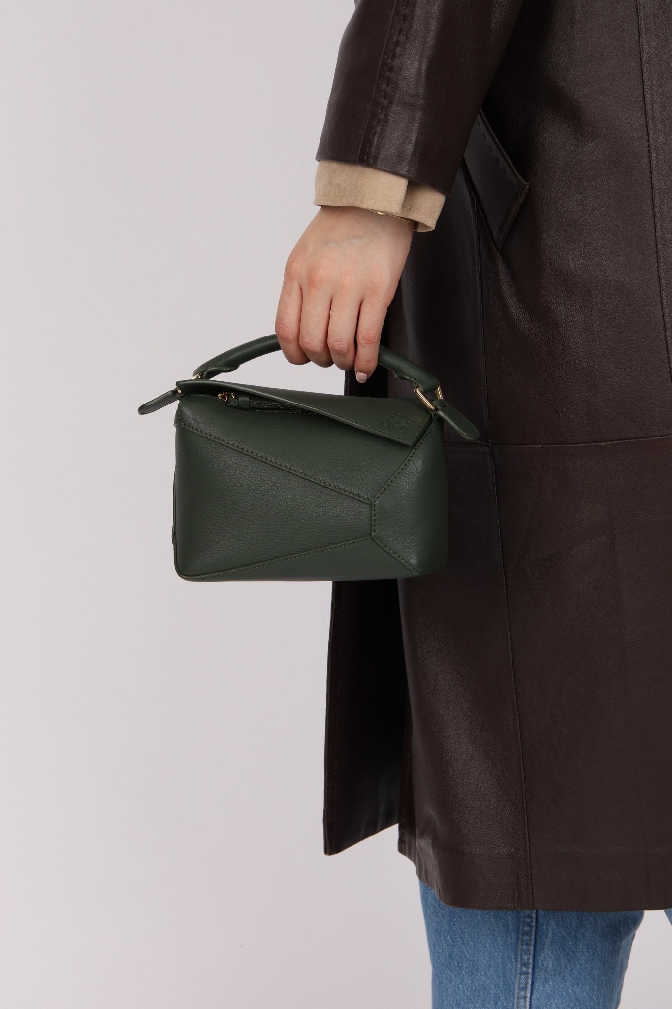 Loewe Vintage Khaki Mini Puzzle Edge Bag - FashioNica