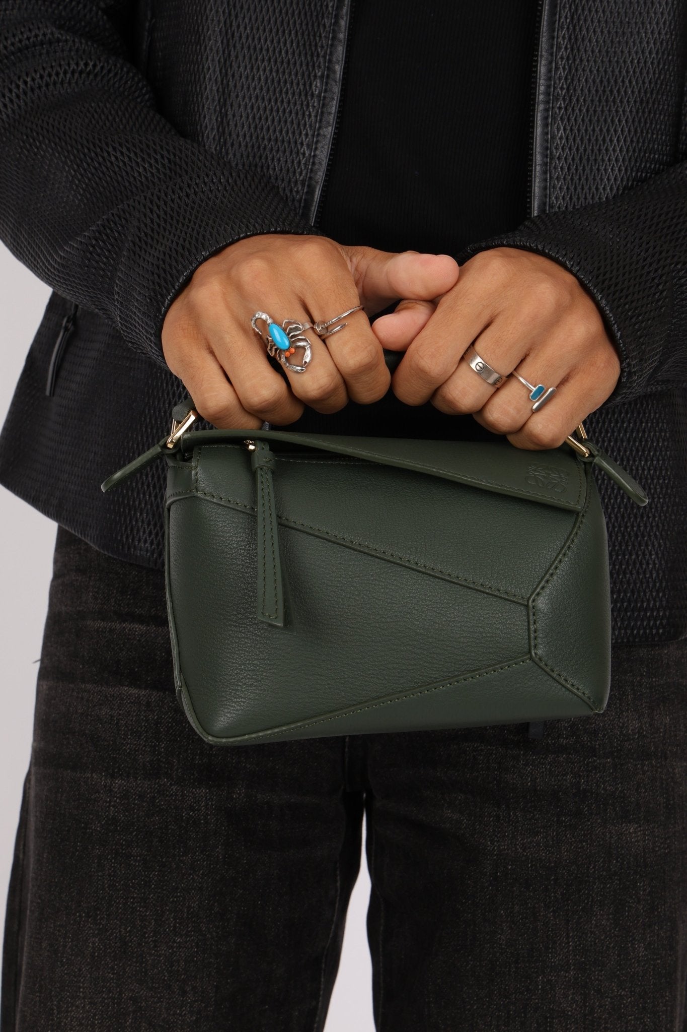 Loewe Vintage Khaki Mini Puzzle Edge Bag - FashioNica