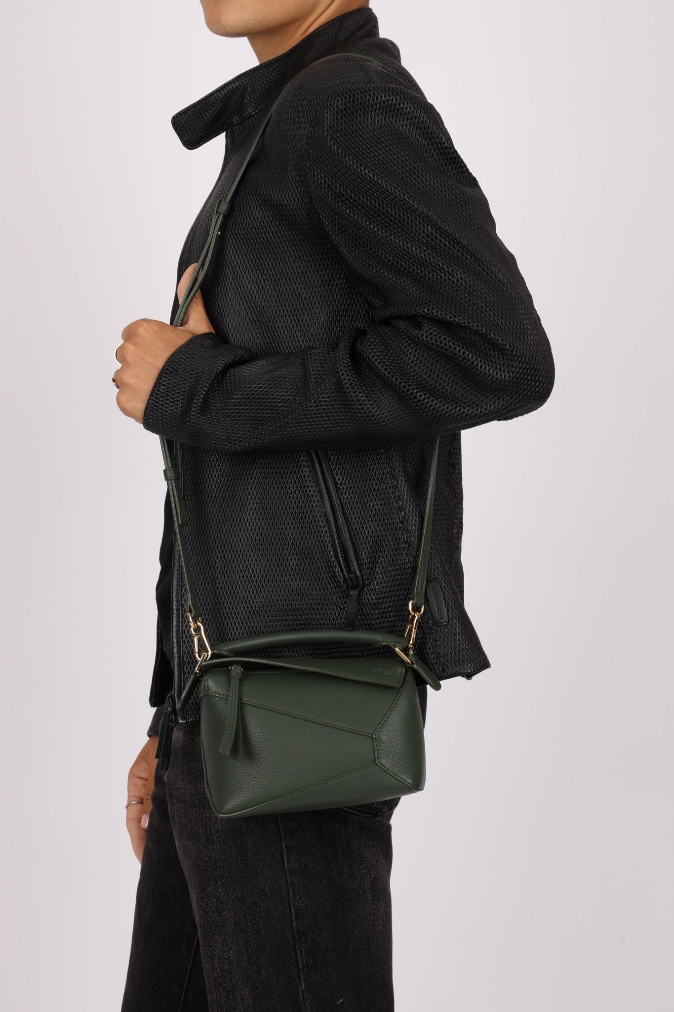 Loewe Vintage Khaki Mini Puzzle Edge Bag - FashioNica