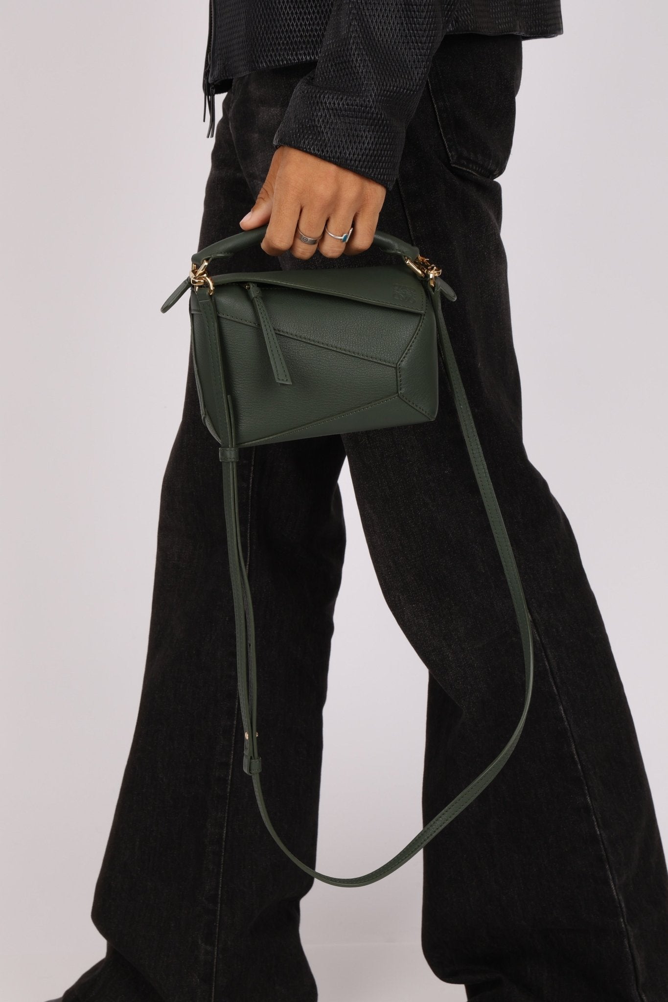 Loewe Vintage Khaki Mini Puzzle Edge Bag - FashioNica