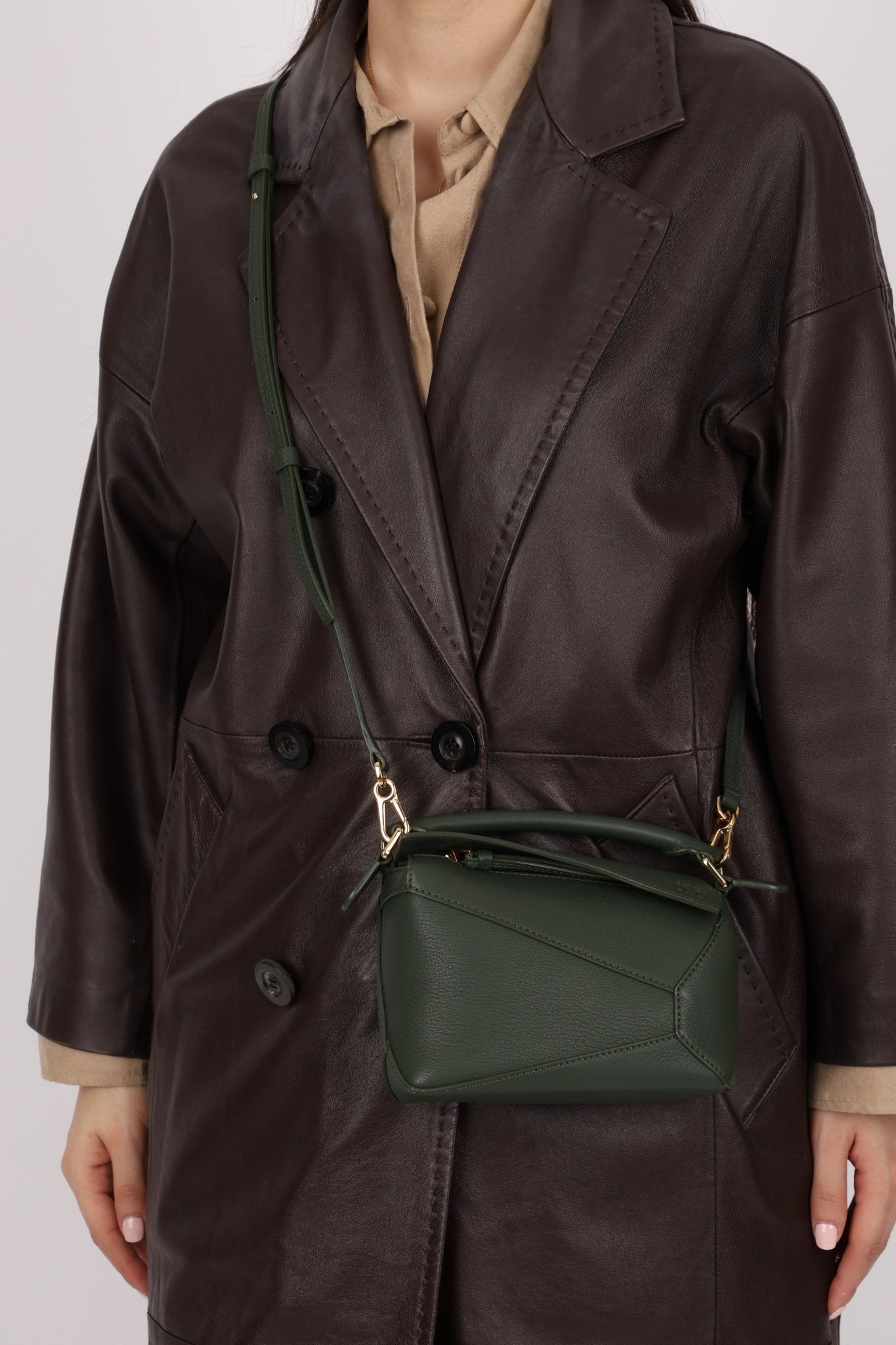 Loewe Vintage Khaki Mini Puzzle Edge Bag - FashioNica