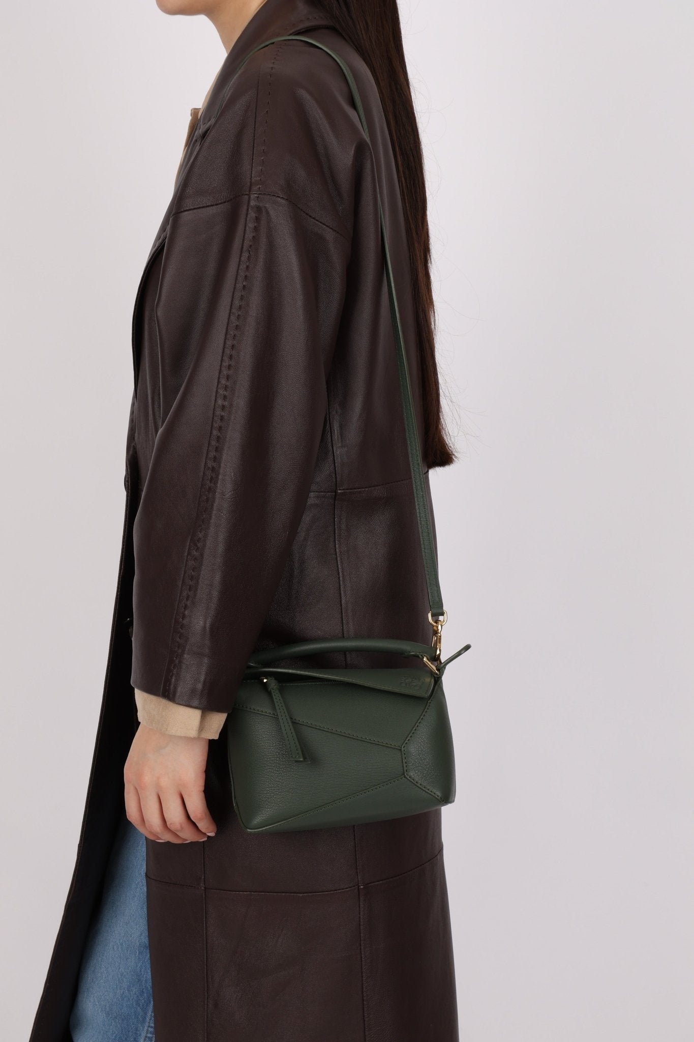 Loewe Vintage Khaki Mini Puzzle Edge Bag - FashioNica