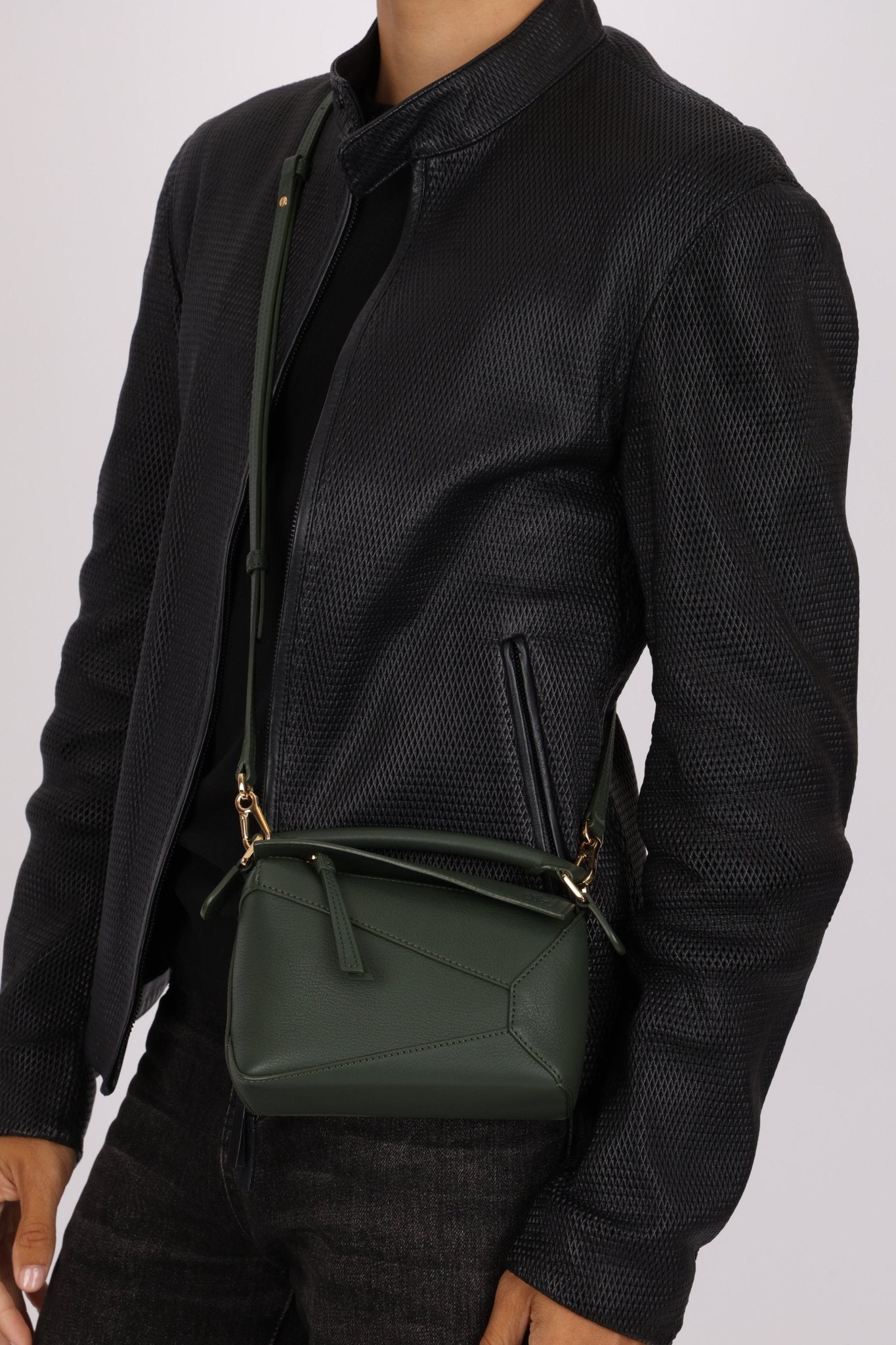 Loewe Vintage Khaki Mini Puzzle Edge Bag - FashioNica