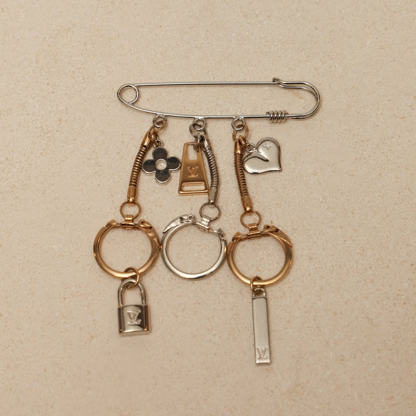 Louis Vuitton Charms Safety Pin Brooch - FashioNica