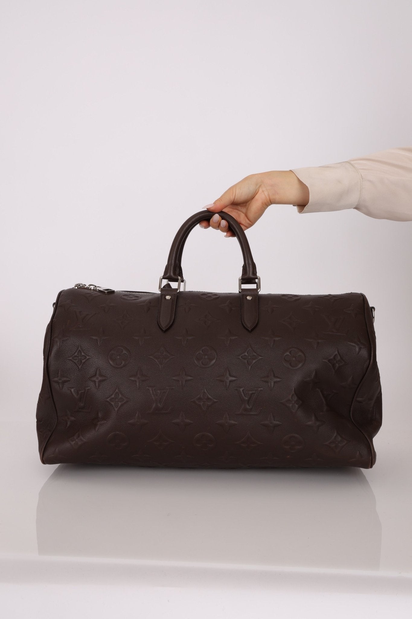 Louis Vuitton Chocolate Leather Monogram Revelation Keepall Bandouliere 45 - FashioNica