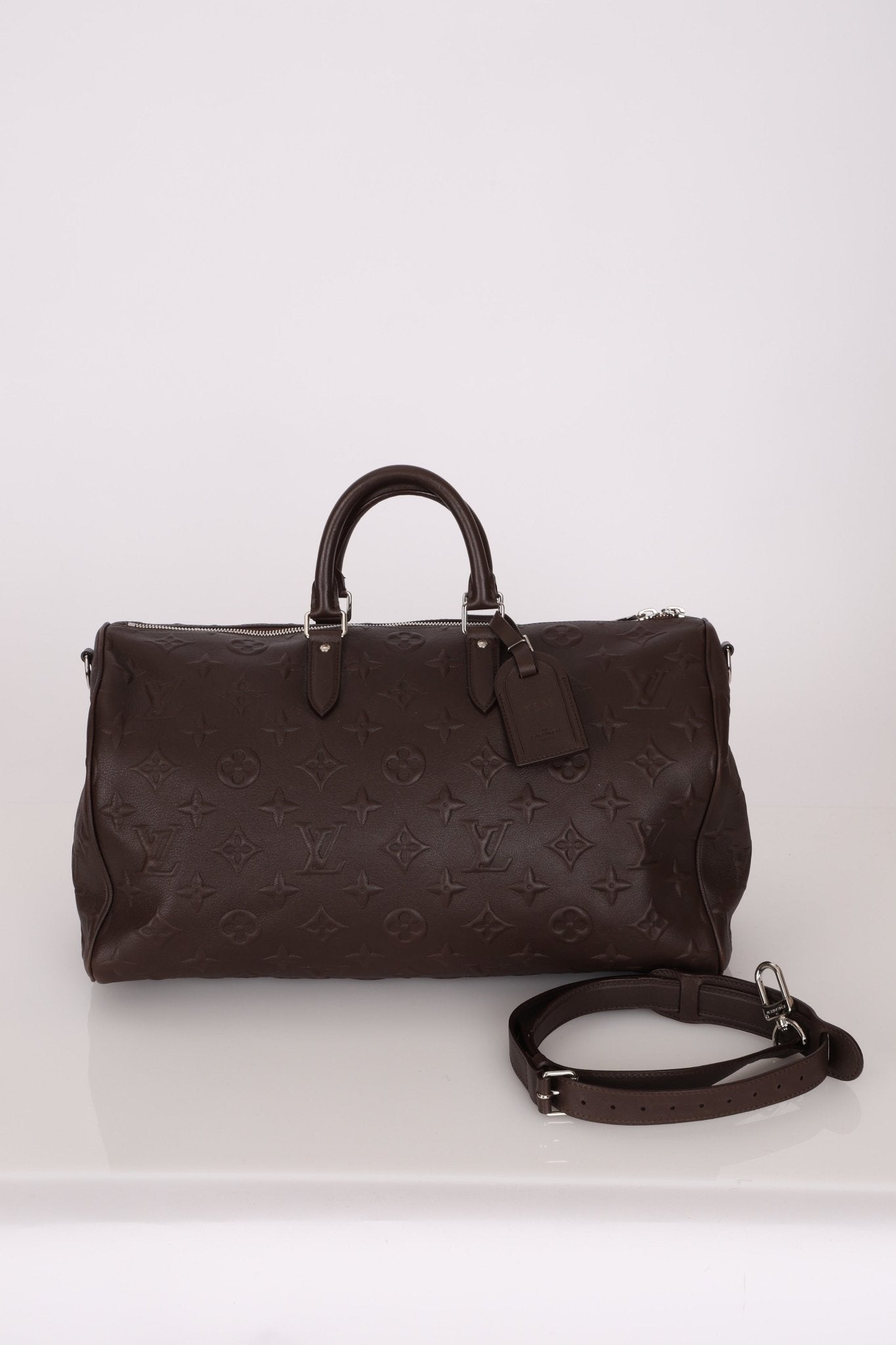 Louis Vuitton Chocolate Leather Monogram Revelation Keepall Bandouliere 45 - FashioNica