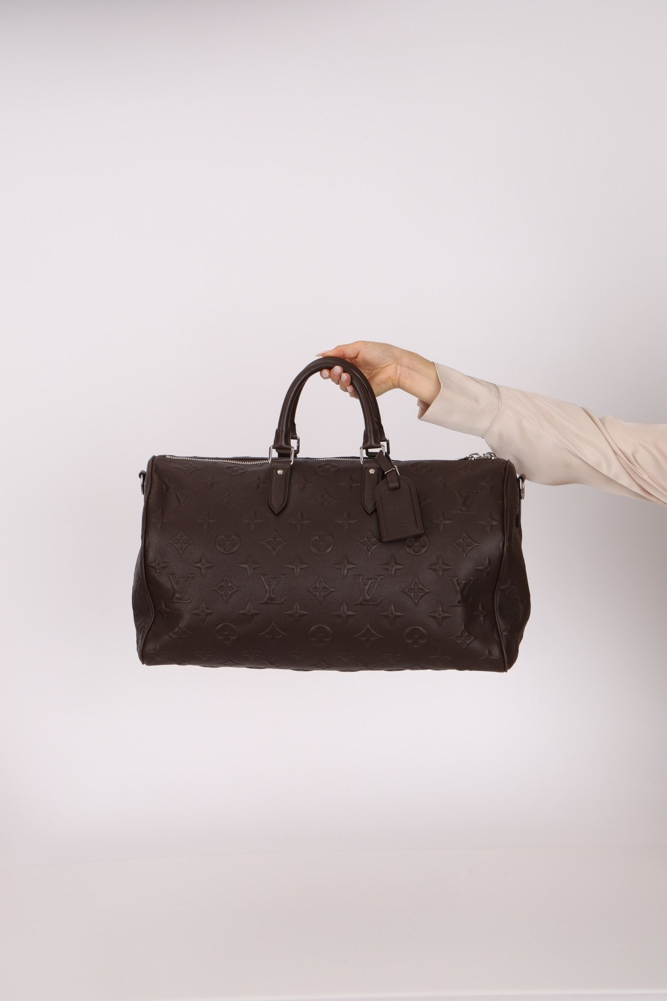 Louis Vuitton Chocolate Leather Monogram Revelation Keepall Bandouliere 45 - FashioNica