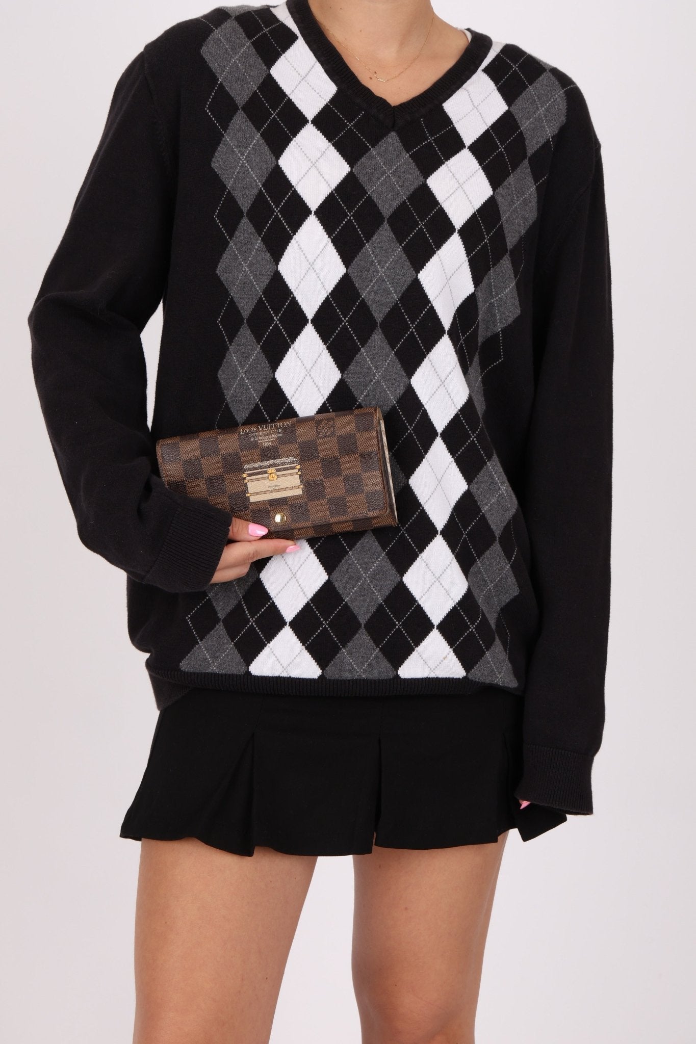 Louis Vuitton Damier Ebene Trunk Portefeuille Sarah Folded Wallet - FashioNica