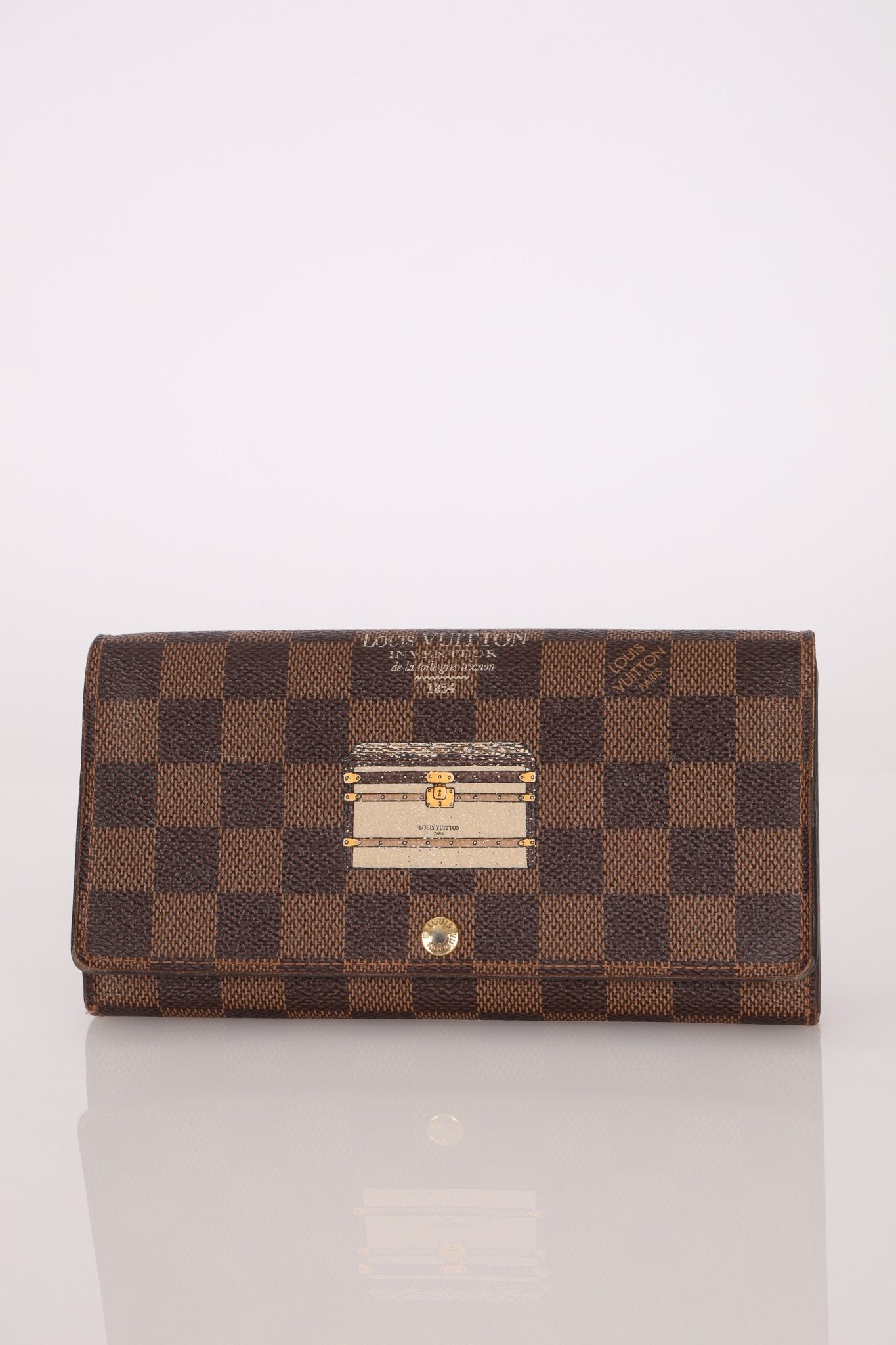 Louis Vuitton Damier Ebene Trunk Portefeuille Sarah Folded Wallet - FashioNica