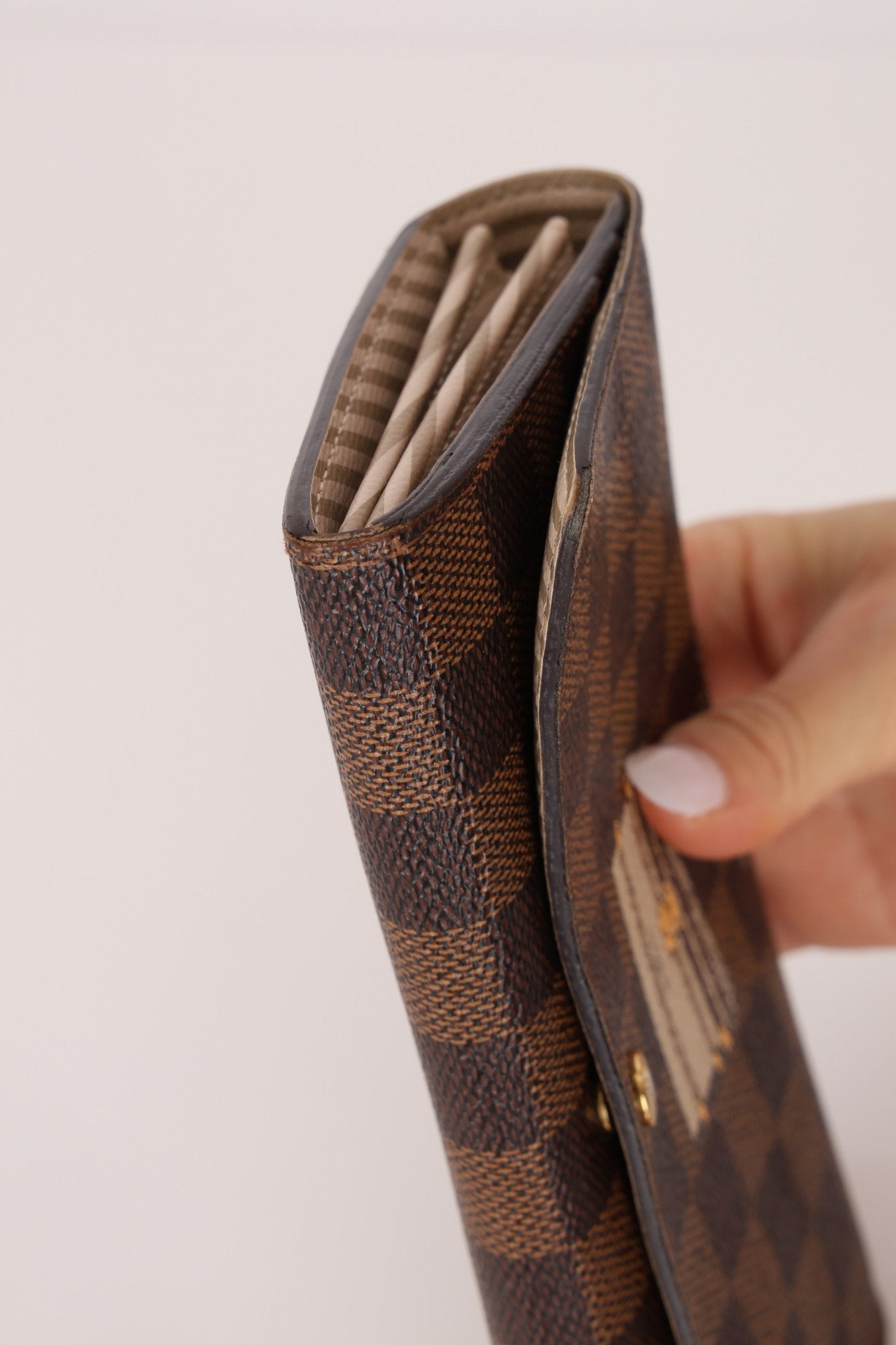 Louis Vuitton Damier Ebene Trunk Portefeuille Sarah Folded Wallet - FashioNica