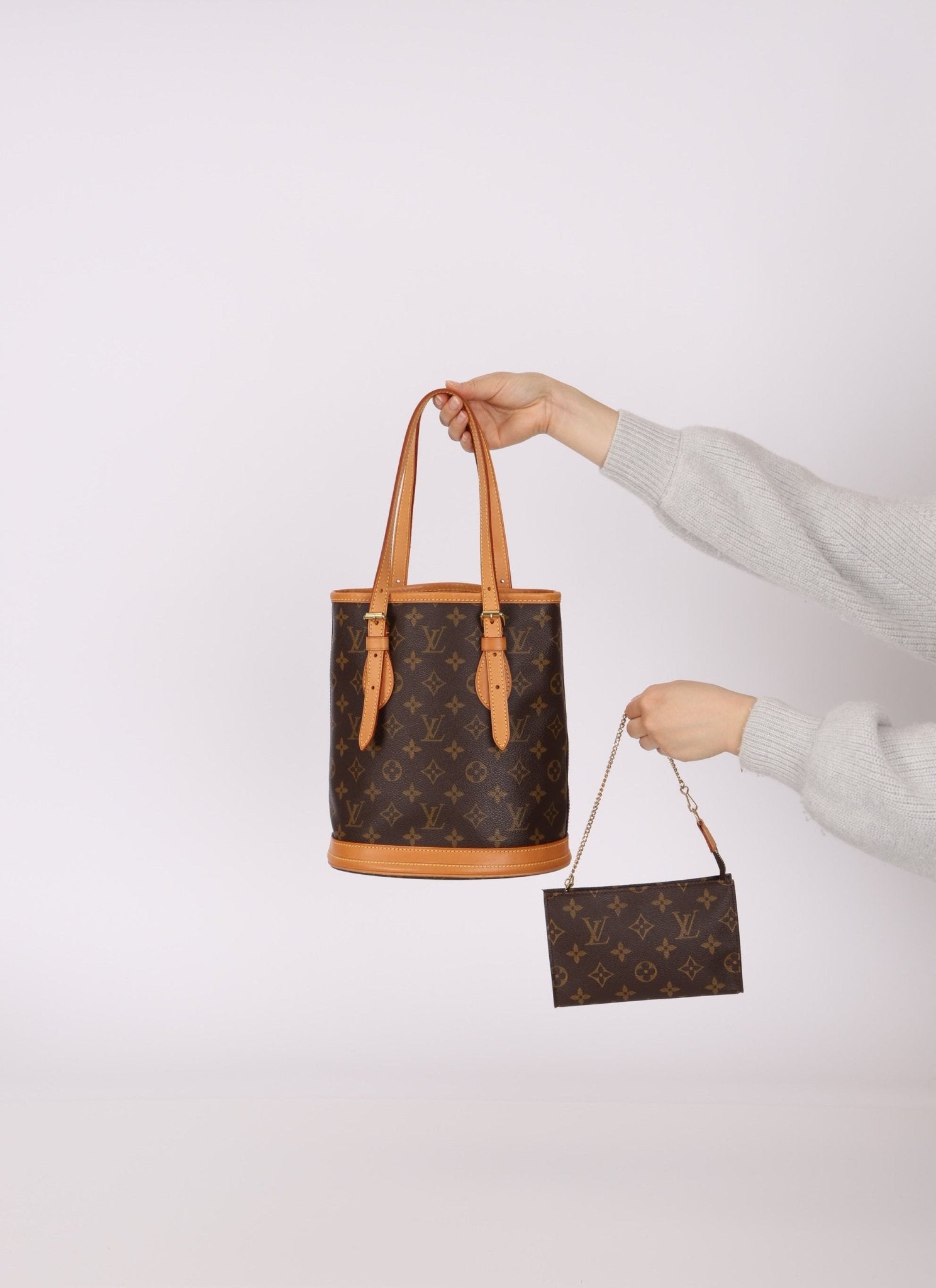 Louis Vuitton Monogram Bucket Bag with Louis Vuitton Mini Pouch - FashioNica