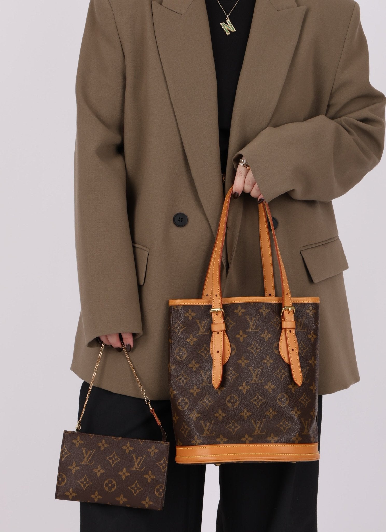 Louis Vuitton Monogram Bucket Bag with Louis Vuitton Mini Pouch - FashioNica
