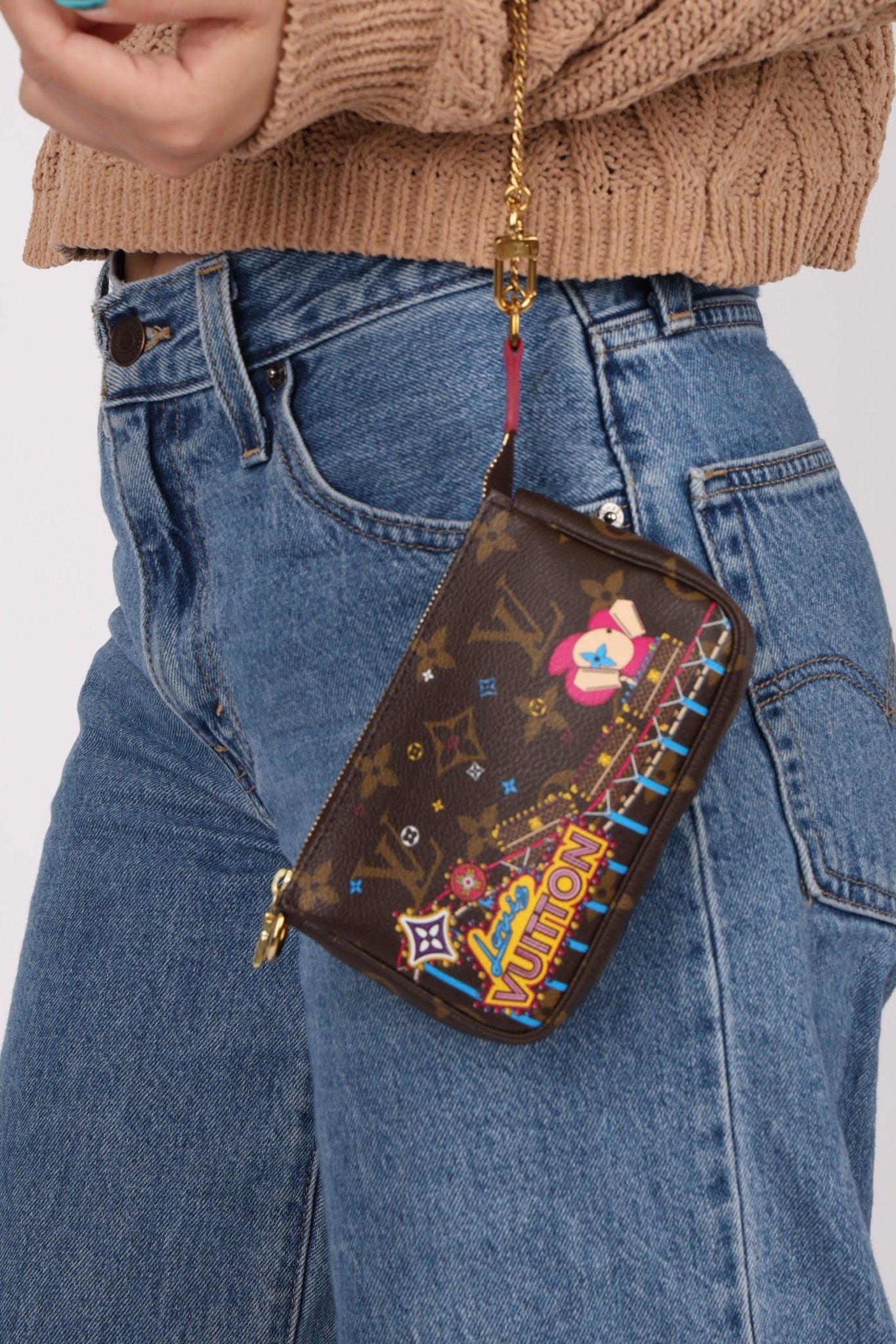 Louis Vuitton Monogram Christmas Animation Roller Coaster Mini Chain Pochette - FashioNica