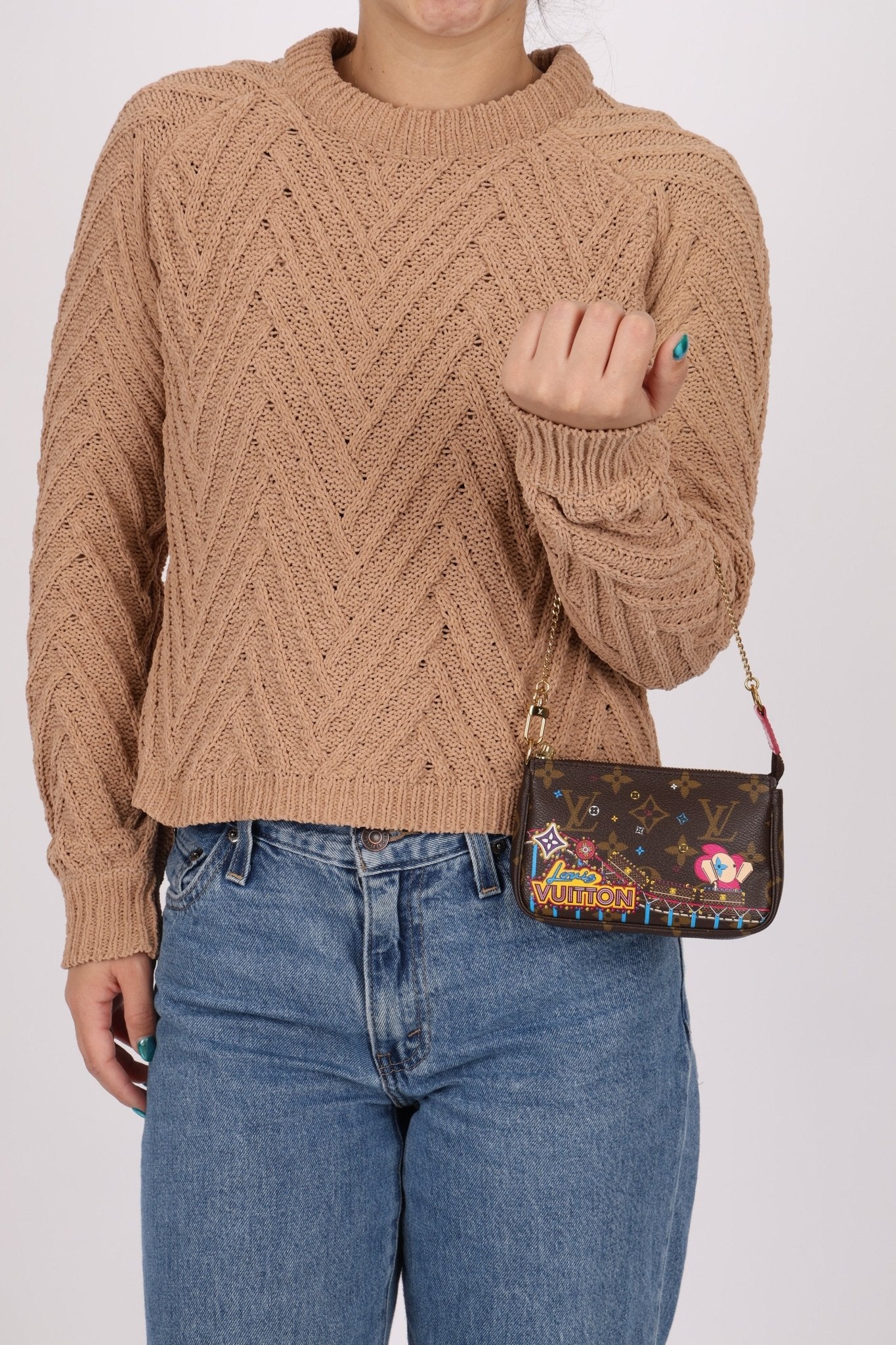 Louis Vuitton Monogram Christmas Animation Roller Coaster Mini Chain Pochette - FashioNica