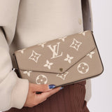 Louis Vuitton Monogram Empreinte Giant Felicie Pochette Tourterelle Creme - FashioNica
