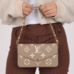 Louis Vuitton Monogram Empreinte Giant Felicie Pochette Tourterelle Creme - FashioNica