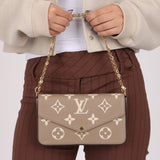 Louis Vuitton Monogram Empreinte Giant Felicie Pochette Tourterelle Creme - FashioNica